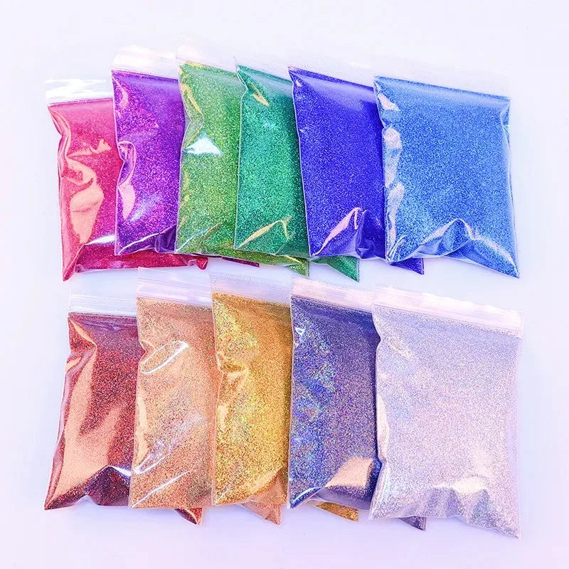 50g Extra Fine Glitter Holographic Laser Dazzling Nail Glitter Powder Art Crafts Resin Tumbler Decoration Shiny Flakes Sequins