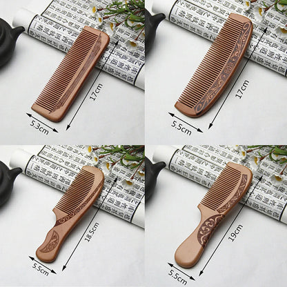 Natural Peach Wood Comb Close Teeth Anti-Static Head Massage Hair HealthTools