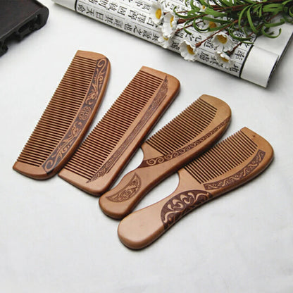 Natural Peach Wood Comb Close Teeth Anti-Static Head Massage Hair HealthTools