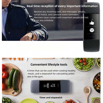 Fitbit Charge 3 Fitness Tracker Smart Watch Heart Rate Monitor Sleep Steps Exercise Waterproof Band for Men Women Health Sports