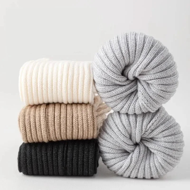 Women's Warm Leg Warmers - Thick Ribbed Winter Leggings, Brown Stripes - Machine Washable. Suitable for cold weather, women's wi