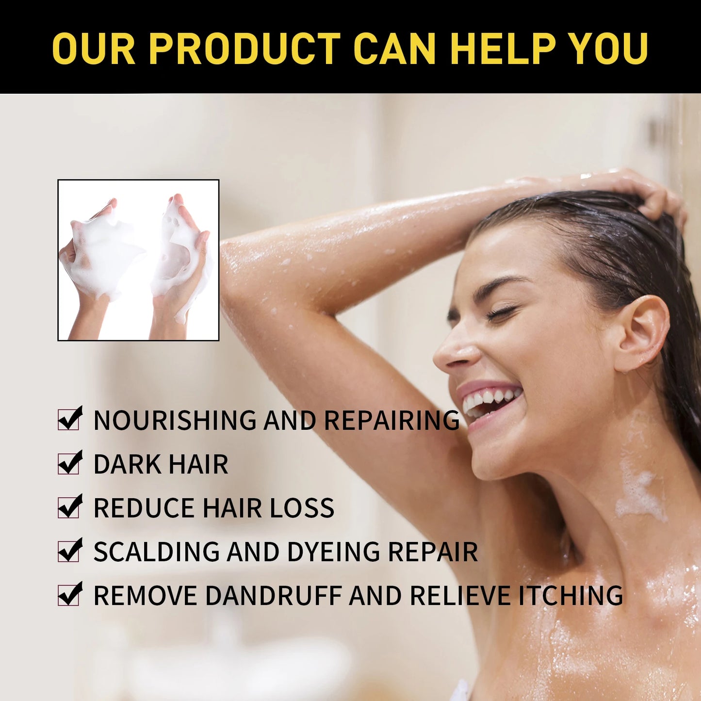 EELHOE Brown Hair Dyeing Shampoo Lasting Coloring Deeply Nourishing Reduce Breakage Promote Scalp Health Hair Dyeing Shampoo