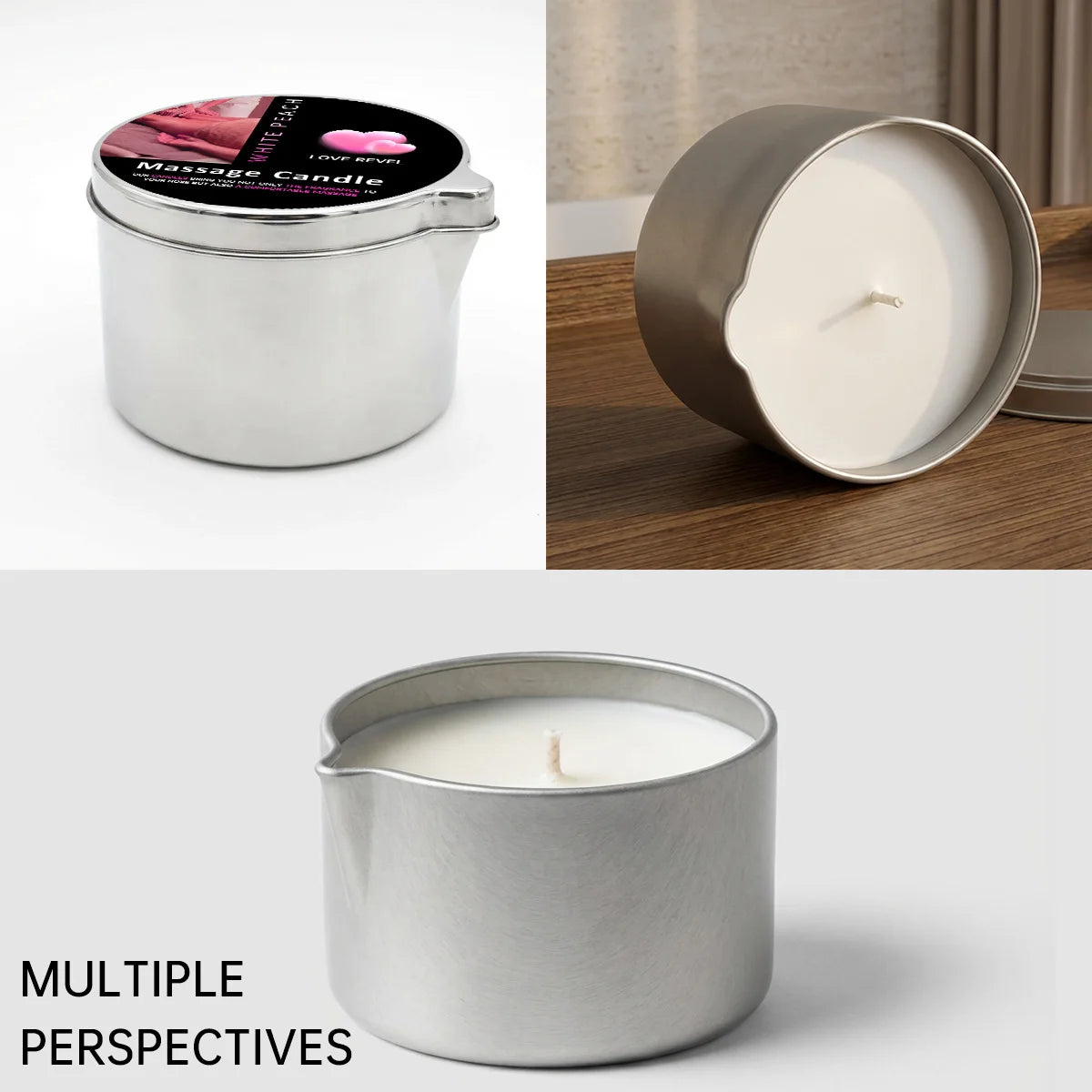 Massage Oil Candle Jasmine 2oz Aromatherapy Candles with Soy Wax Moisturizing - Christmas Home Decoration Candle Holders Gift