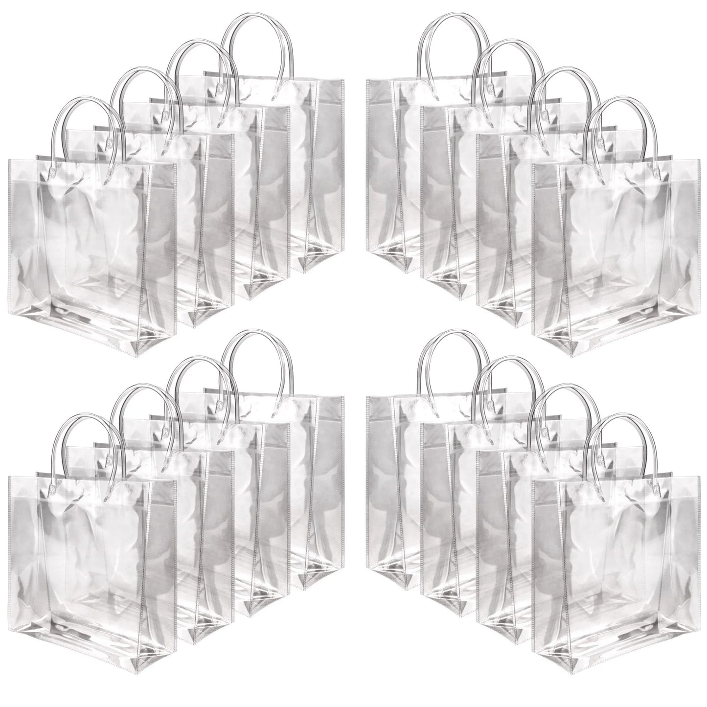 20-Pack Clear Plastic Gift Bags with Handles - Reusable PVC Party Favor Bags for Birthday, Wedding, Christmas, Mother's Day