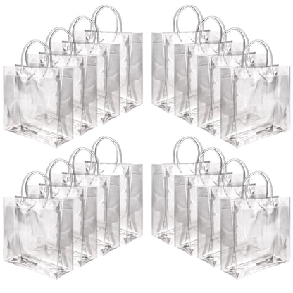 20-Pack Clear Plastic Gift Bags with Handles - Reusable PVC Party Favor Bags for Birthday, Wedding, Christmas, Mother's Day