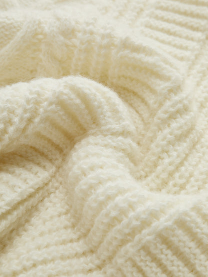 V-Neck Button Mechanism Cable Cardigan