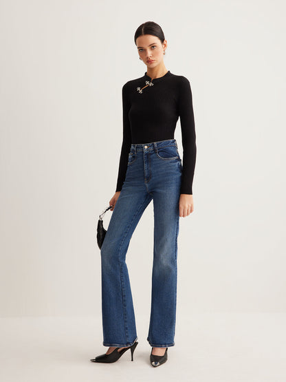 Versatile Metal Decor Knit Top