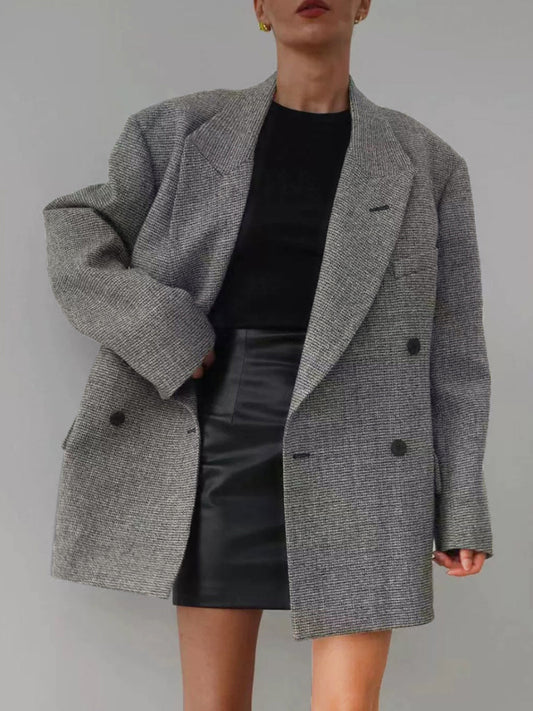 Wool-Blend Plaid Belted Blazer