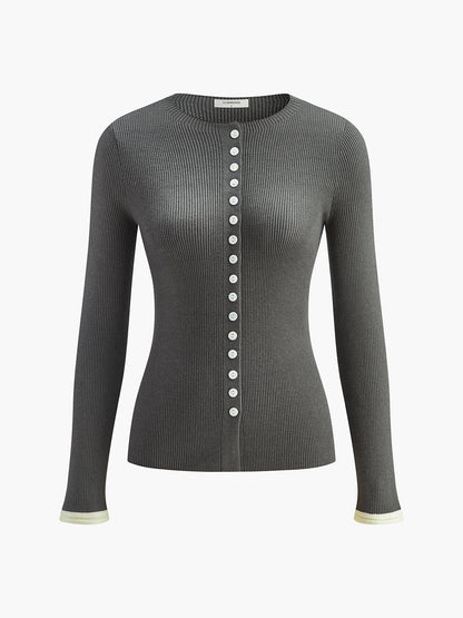 Plain Button Knit Cardigan