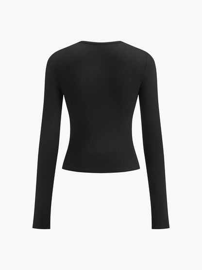 Double Keyholes Long Sleeve Top
