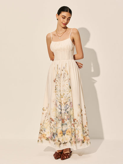 Square Neck Floral Print Dress
