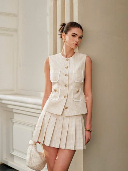 Round-Neck Button Pockets Vest