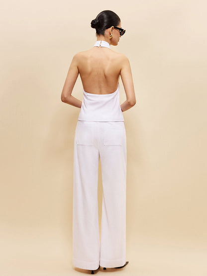 Linen & Cotton Cross Halter Top