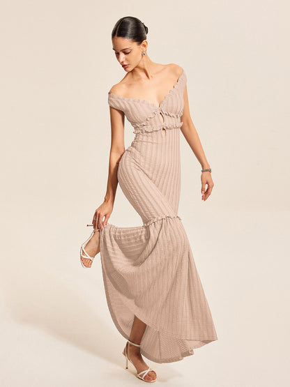 Off-Shoulder Ruffle Detail Dress