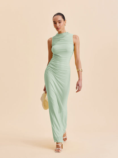 Mesh Ruched Sleeveless Dress