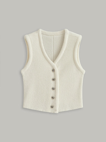Button Front Sweater Vest