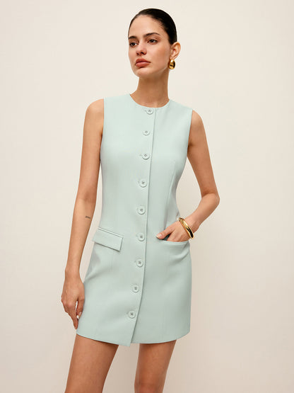 Button Front Dress With Pockets