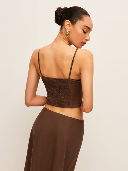 Cotton & Linen Button-Front Skirt Set