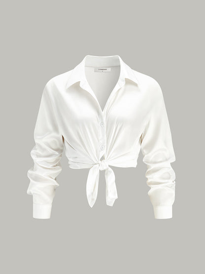 Long-Sleeve Spread Collar Buttoned Shirt