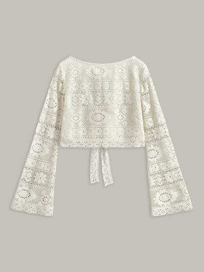 Crochet Tie-Back Semi-Sheer Skirt Set