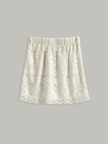 Crochet Tie-Back Semi-Sheer Skirt Set