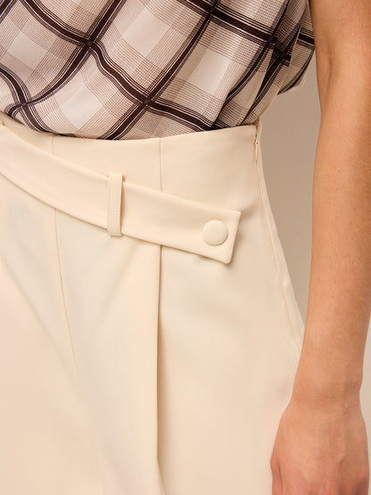 Mid-Waisted Wide-Leg Pants With Belted Detail