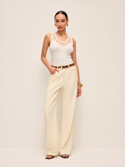 Sheer Mesh Detail Knit Top