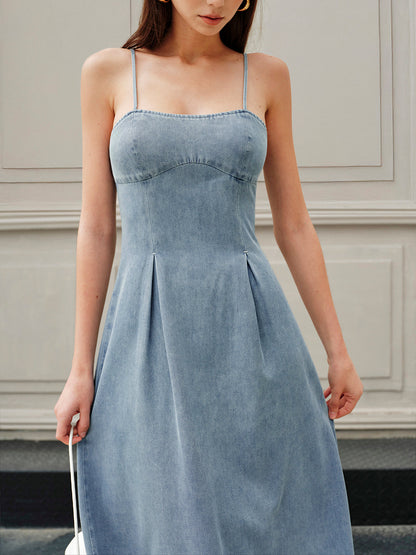 Minimalist Zipper Denim Dress