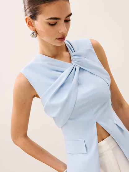 Linen & Cotton Pleated Sleeveless Vest