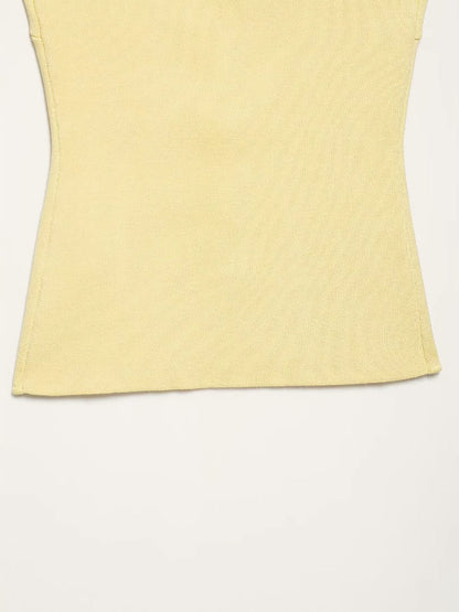 Curved Hem Ribbed Knit Vest