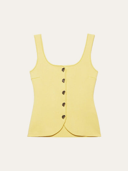 Curved Hem Ribbed Knit Vest