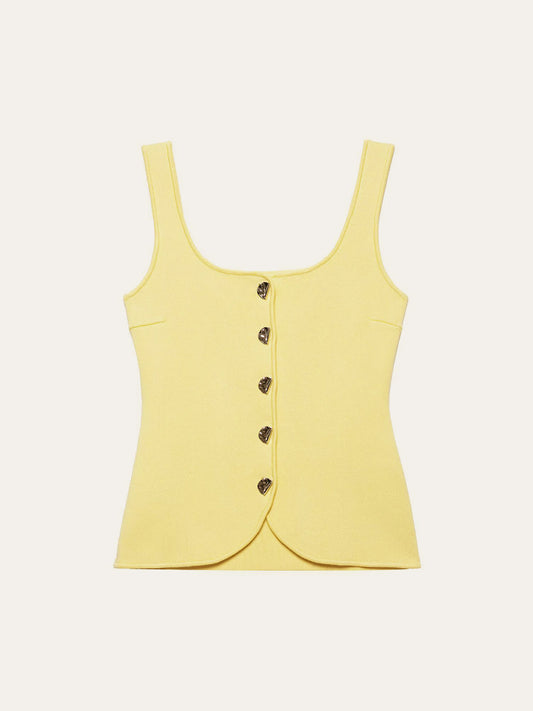 Curved Hem Ribbed Knit Vest