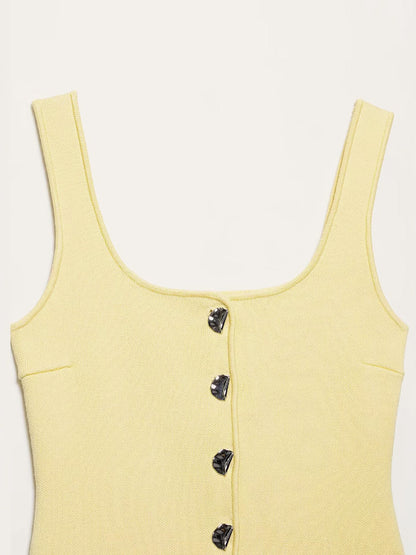 Curved Hem Ribbed Knit Vest