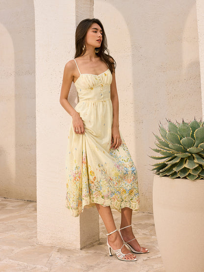 Floral Embroidered Midi Dress