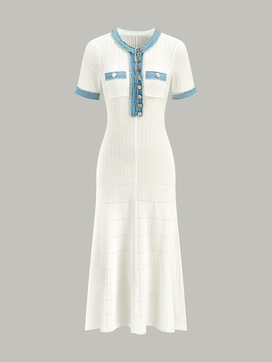 Trimmed Knit Midi Dress