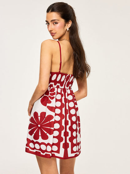 Floral Print Spaghetti Strap Dress