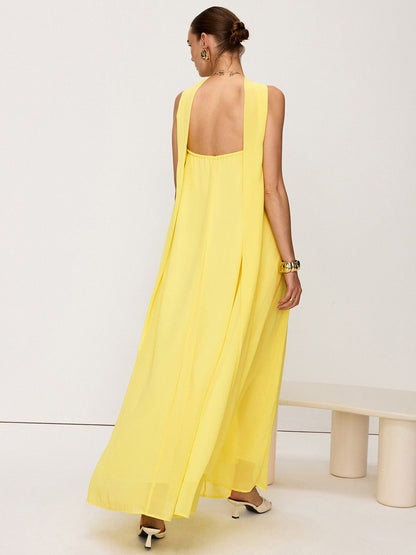 Halter Neck Chiffon Maxi Dress