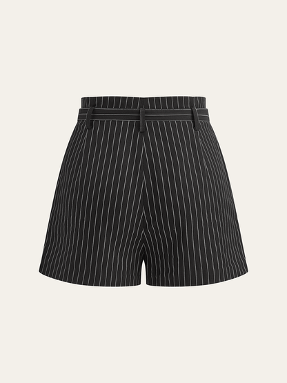 Belted Striped Shorts