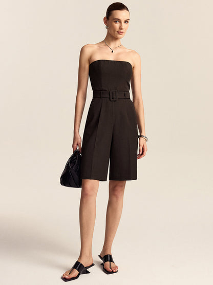 Strapless Belted Jumpsuit