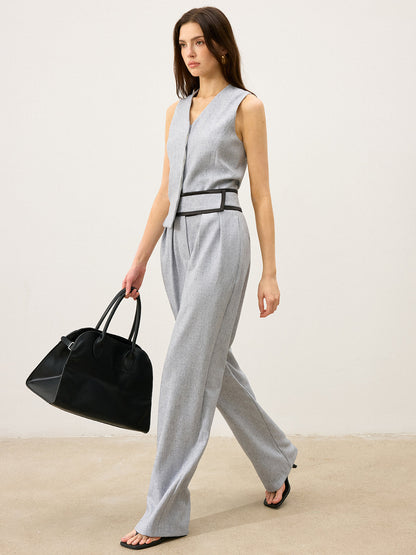 Back Buttons Slit Hem Vest