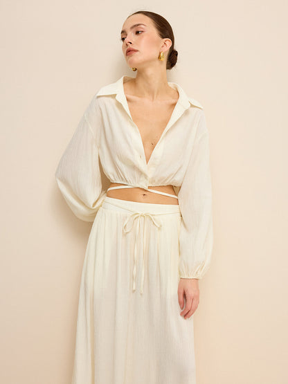Cropped Shirt with Crisscross Tie-Back