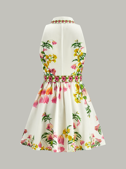 Floral Print Belted Mini Dress