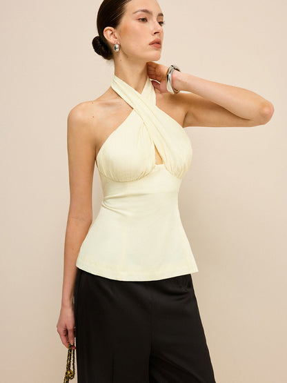 Cross-Over Halter Backless Tank Top