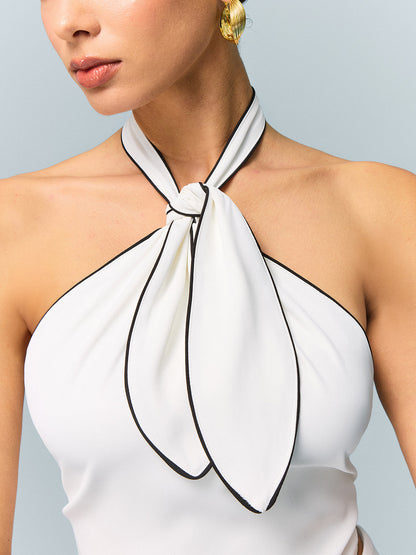 Halter Neck Bow Detail Crop Top