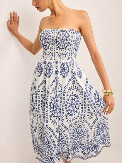 Strapless Boho Maxi Dress
