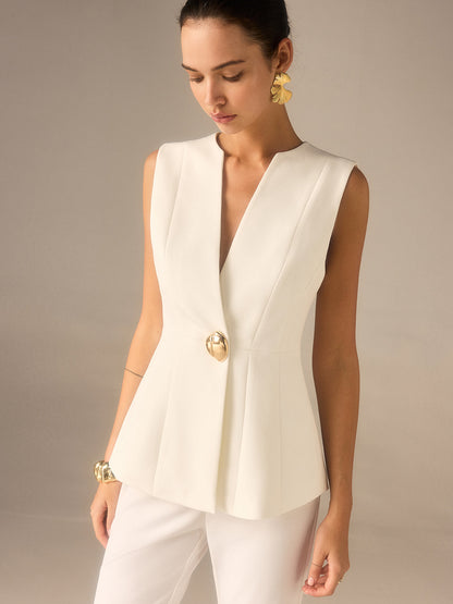 Single Button V-Neck Vest