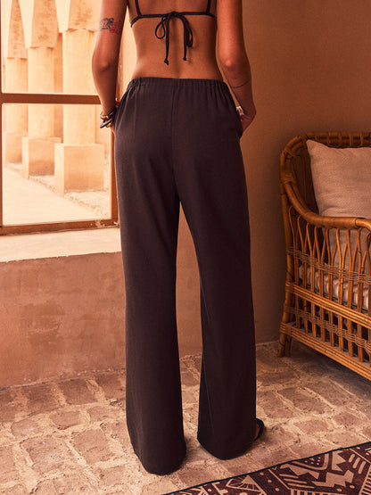 Elastic-Waist Wide-Leg Pants