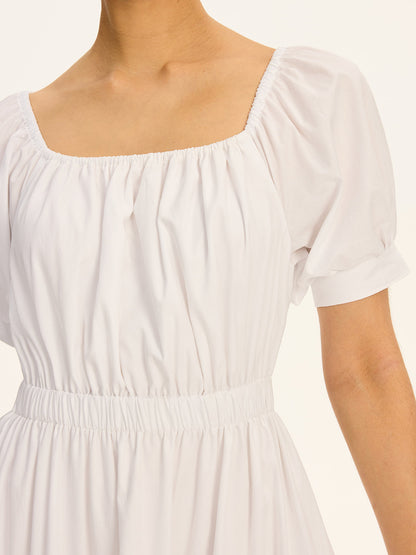 Cotton Off-Shoulder Short-Sleeve Maxi Dress