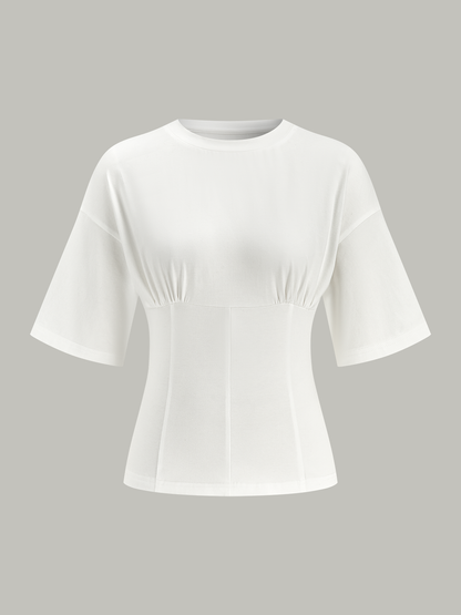 Cinched Waist Half Sleeve Top