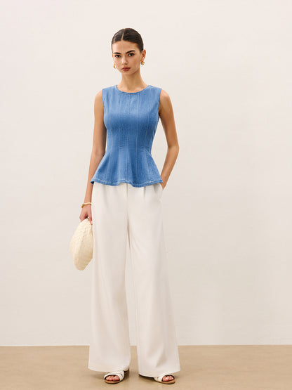Denim Peplum Top